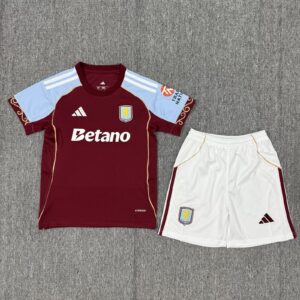 Conjunto Niño Aston Vila temporada 25/26 Primera equipación